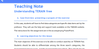 Screenshot of the Teaching Note for Understanding TERAIN, free version.